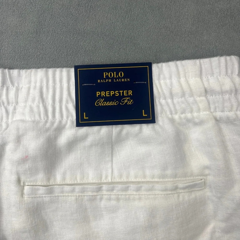 Polo Ralph Lauren Prepster Shorts L White 100% Linen Classic Fit 6